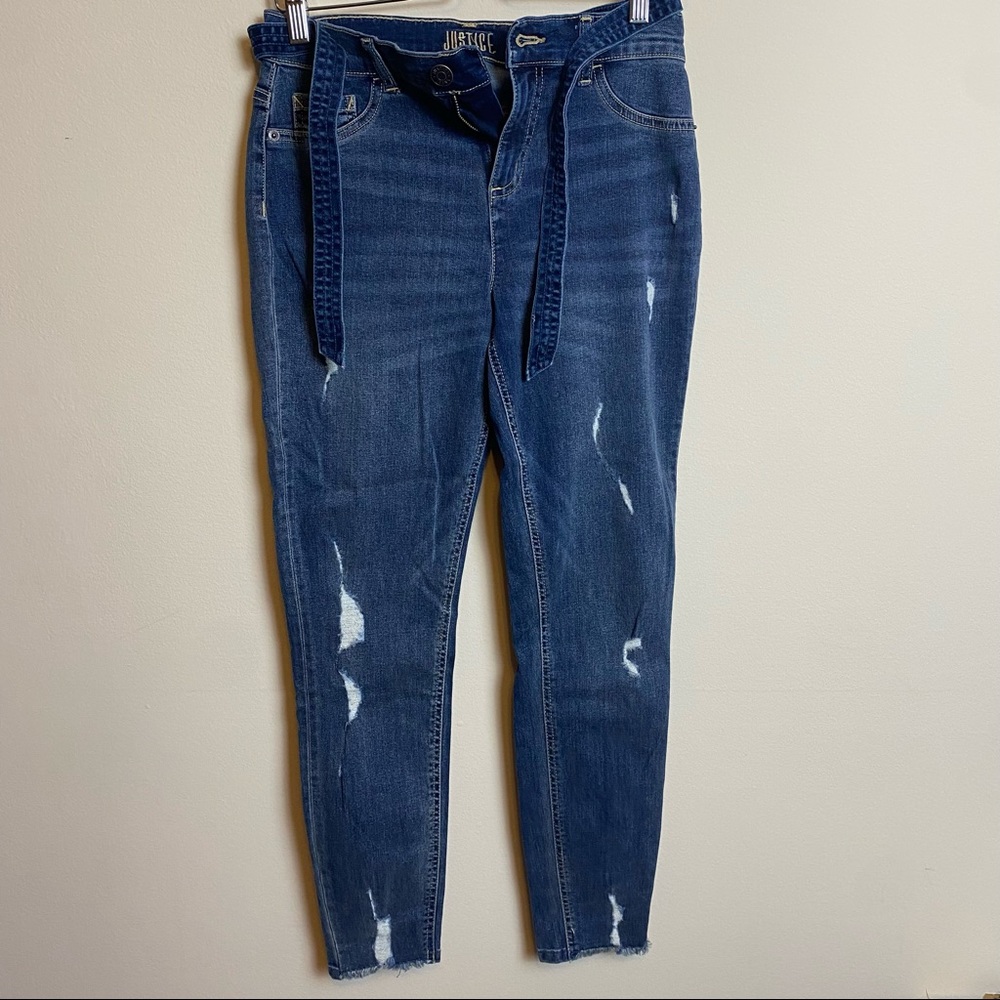 Justice high rise distressed jeggings size 16